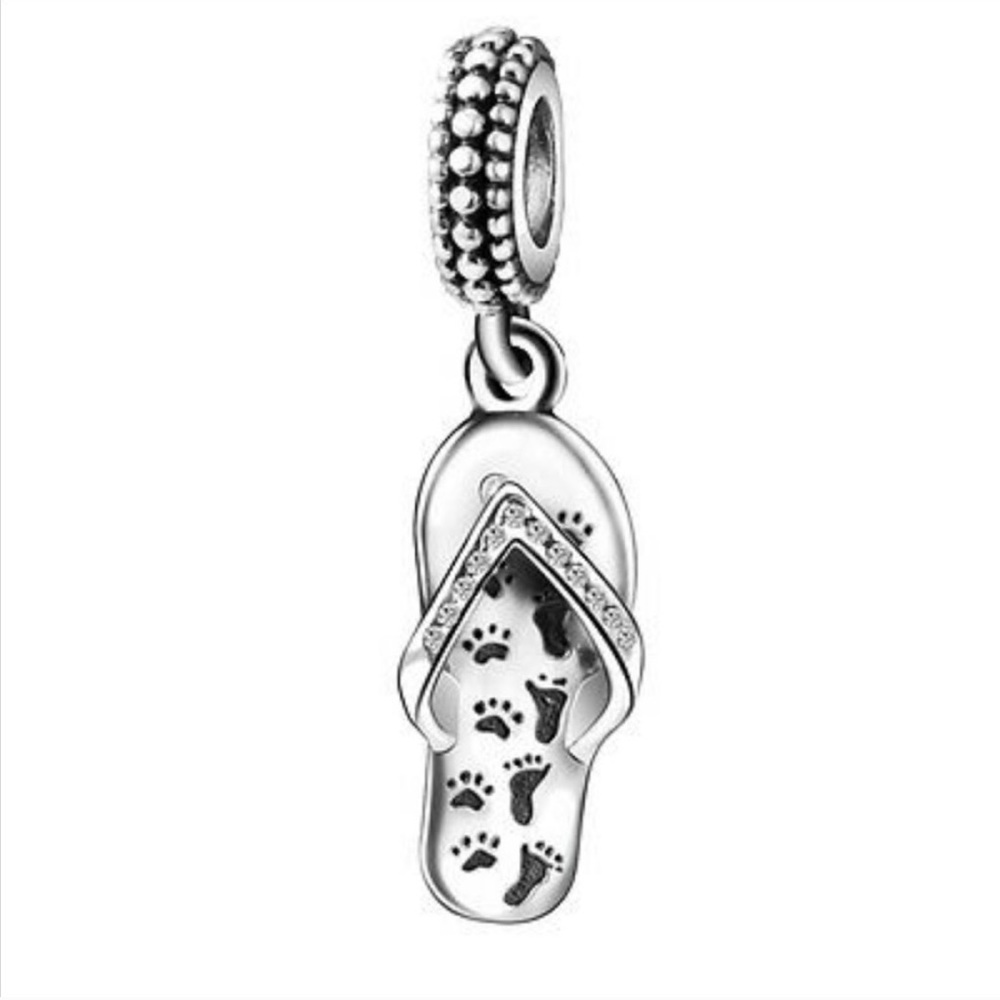 Sterling silver Dog mini charm paw footprints Memo